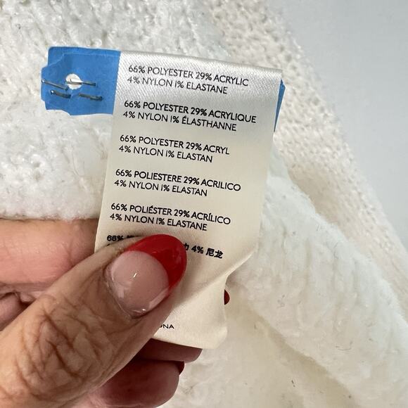 Free People Oversized Cowl Neck Sweater BFF Size M Chunky Knit White Slouchy - Picture 8 of 14